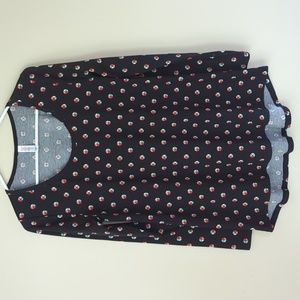LulaRoe Scoop Neck LS High Low Top M Black Multicolor